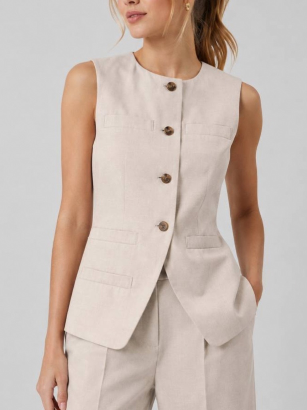 $205CA Antonio Melani Elodie Tailored Cotton-Blend Vest - Size 0 Office Career